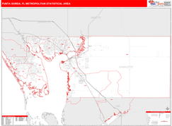 Punta Gorda Metro Area Digital Map Red Line Style